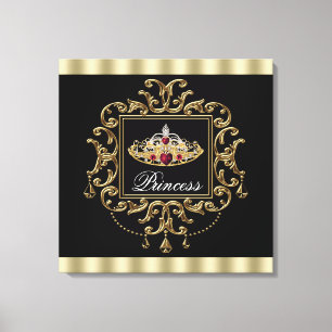 Elegant Royal Red Black and Gold Tiara Princess Canvas Print