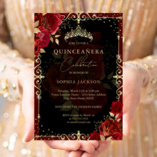 Gold Quinceanera Invitation, Glitter Invitation, Mis Quince Años