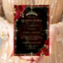 Elegant Royal Red Gold Rose Quinceanera Foil Invitation