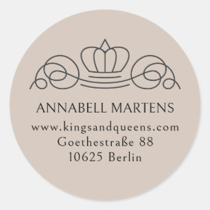 Elegant, royal, salon, light-brown + black classic round sticker