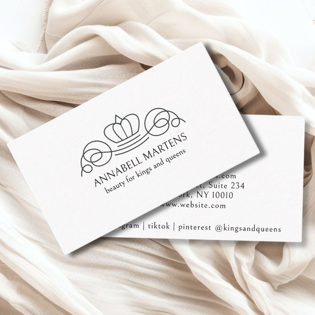 Elegant, royal, salon white business card (Elegant, royal, salon white crown business card )