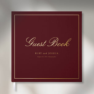 Elegant Royal Scripted Font Wedding Foil Guest Book