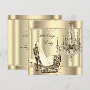 Elegant Royal Sepia Gold Cream Chandelier Party Invitation