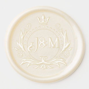 Elegant Royal Wedding Circle Crest Wax Seal Sticker