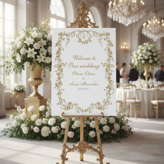 Elegant Royal White and Gold Classic Floral Weddin Foam Board