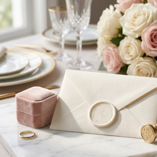 Elegant Royal White and Gold Formal Floral Wedding Wax Seal Sticker