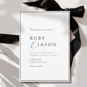 Elegant Royal White & Black Wedding Invitation