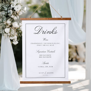 Elegant Royal White & Burgundy Wedding Drinks Bar Hanging Tapestry