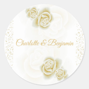 Elegant Royal White Gold Rose Favor Sticker