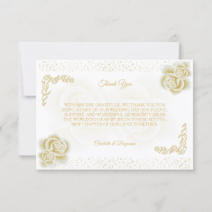 Elegant Royal White Gold Rose Thank You Card