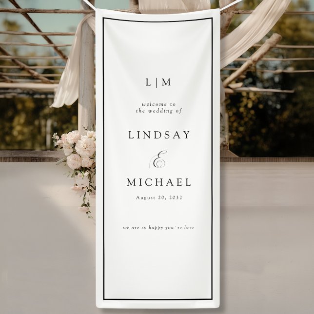 Elegant Royal White Monogram Wedding  Banner (Elegant Royal White Monogram Wedding Banner)