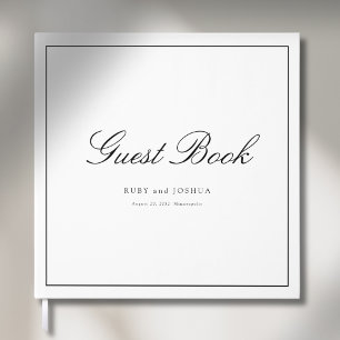Elegant Royal White Scripted Font Wedding Guest Book