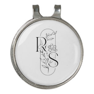 Elegant RS Floral Monogram with Freesia Golf Hat Clip