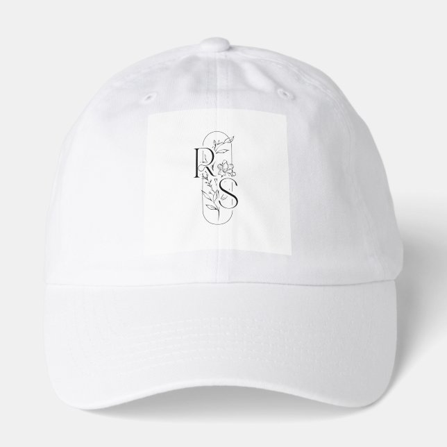 Elegant RS Floral Monogram with Freesia Hat (Front)