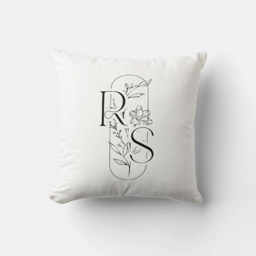 Elegant RS Floral Monogram with Freesia Throw Pillow