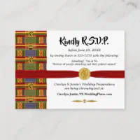 Elegant Multicolor African Kente Cloth K45 Wedding Invitation