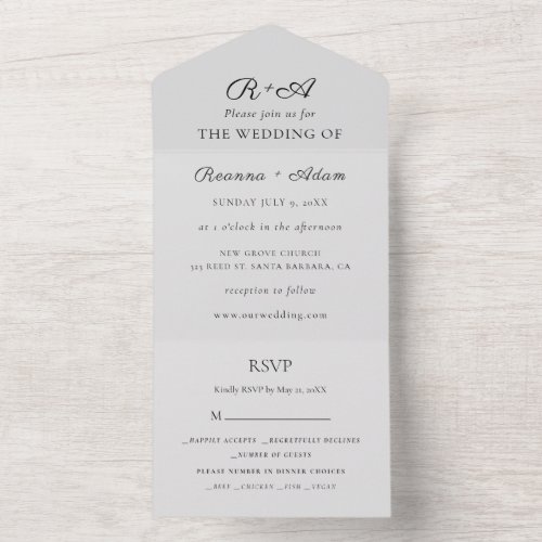 Elegant RSVP All In One Trifold Wedding Invitation