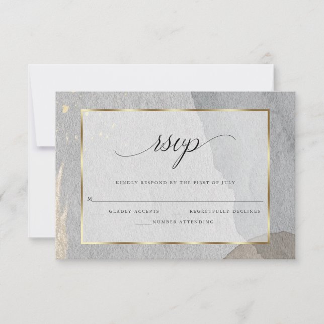 Elegant RSVP Faux Granite Stone Card (Front)