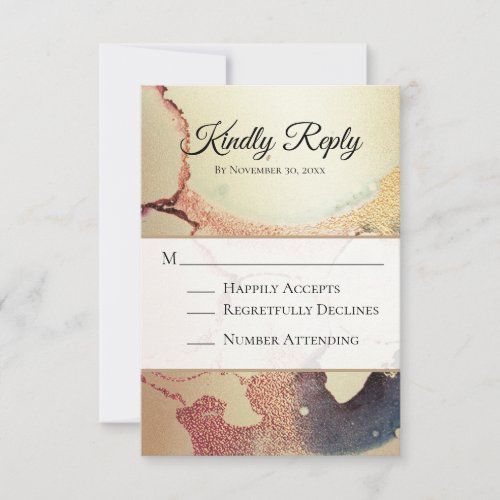 *~* Elegant RSVP Modern Abstract Gold Wedding RSVP