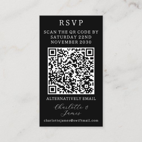 Elegant RSVP QR Code  Black And White Photo Enclosure Card