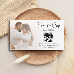 elegant rsvp qr code minimalist wedding photo note card