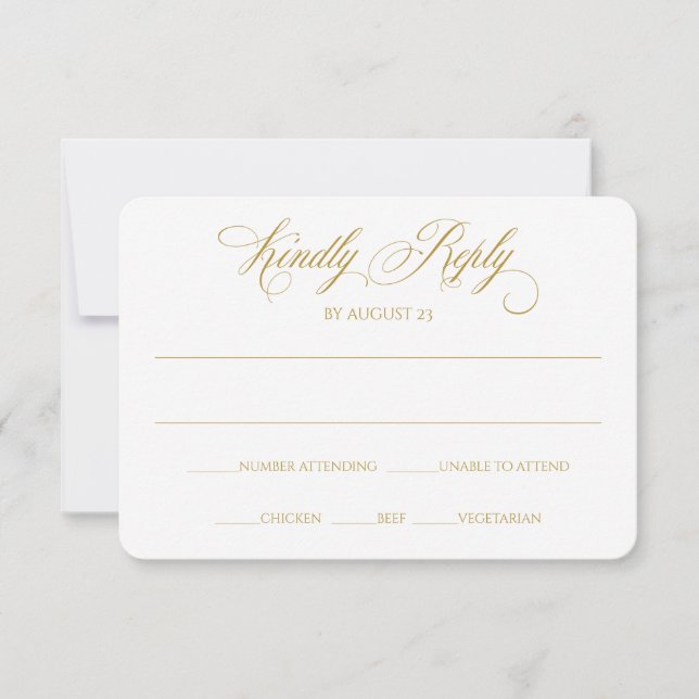 Elegant RSVP Reply Card | Charlene (Gold) (Front)