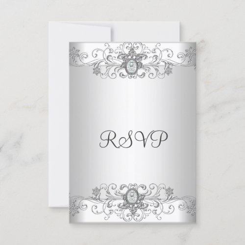 Elegant RSVP Silver White Diamond