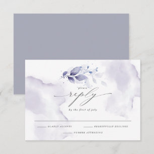 Elegant RSVP Watercolor Foliage Violet Card