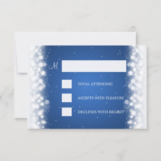 Elegant RSVP Wedding Magic Sparkle Blue Card (Front)