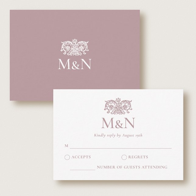 Elegant RSVP Wedding Monogram Pink Enclosure Card (Creator Uploaded)