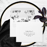 Elegant RSVP White and Black with Gilded Floral Envelope<br><div class="desc">Elegant white and black RSVP envelope. Delight your guest as they open the envelope to find delicate black fine hand drawn floral botanical pattern inside. Design coordinating our "Black and White Enchanting Garlands" collection invites. Envelope are sold in bulk, with the same printed identical couples names and address in all...</div>