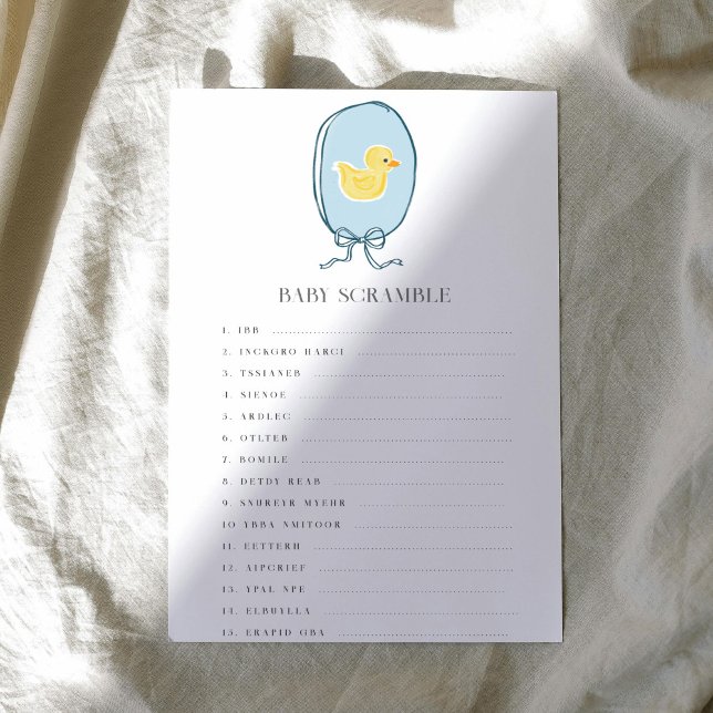 Elegant Rubber Duck Word Scramble Baby Shower Game (Elegant meets cute rubber ducky Baby Shower game of Baby Word Scramble.)