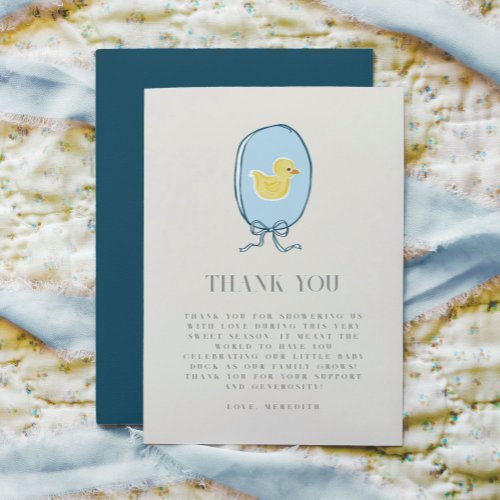Elegant Rubber Ducky Baby Shower Flat Thank You Card