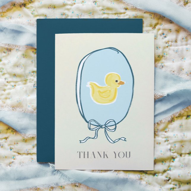 Elegant Rubber Ducky Baby Shower Folded Thank You Card (Elegant meets cute rubber ducky Baby Shower Thank You note folded greeting cards.)
