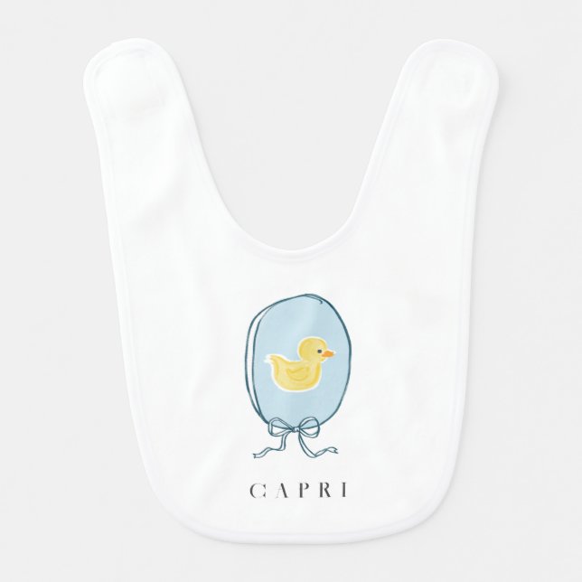 Elegant Rubber Ducky Bubbles Personalized Baby Bib (Front)
