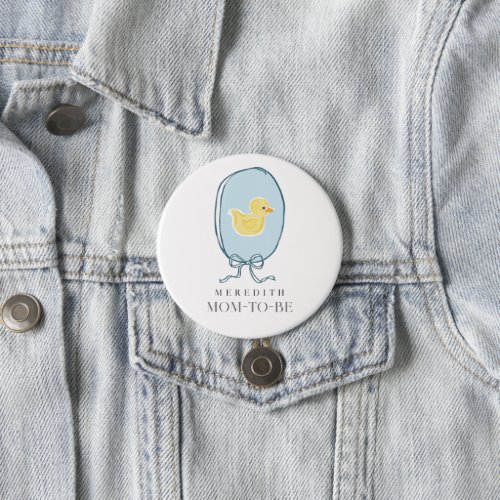 Elegant Rubber Ducky Personalized Baby Shower Button