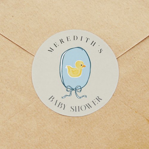 Elegant Rubber Ducky Ribbon Baby Shower Classic Round Sticker
