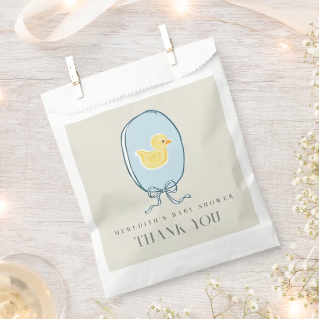 Elegant Rubber Ducky Ribbon Baby Shower Favor Bag (Clipped)