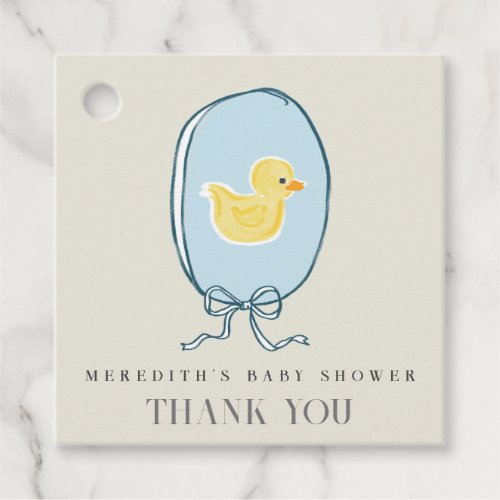 Elegant Rubber Ducky Ribbon Baby Shower Favor Tags
