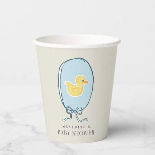 Elegant Rubber Ducky Ribbon Baby Shower Paper Cups