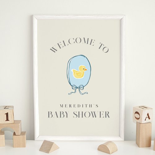 Elegant Rubber Ducky Ribbon Baby Shower Photo Print