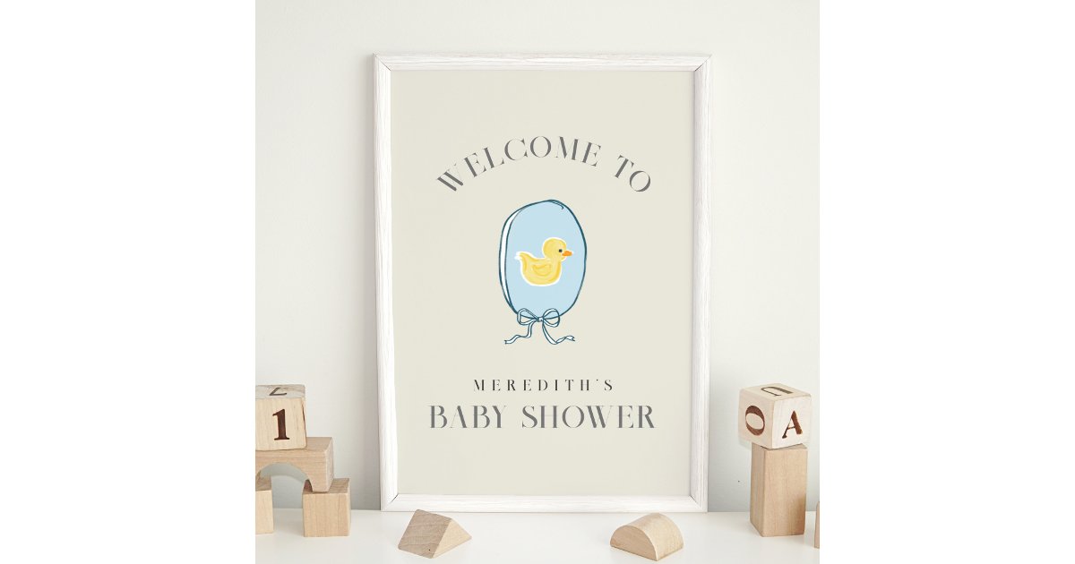 Elegant Rubber Ducky Ribbon Baby Shower Photo Print | Zazzle