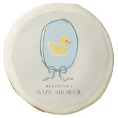 Elegant Rubber Ducky Ribbon Baby Shower Sugar Cookie (Front)