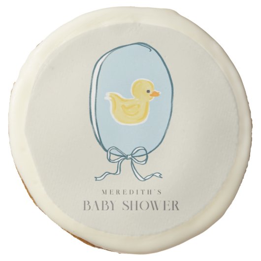 Elegant Rubber Ducky Ribbon Baby Shower Sugar Cookie (Front)