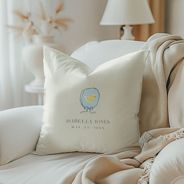 Elegant Rubber Ducky Ribbon Baby Throw Pillow (Elegant Rubber Ducky Ribbon Baby Throw Pillow)