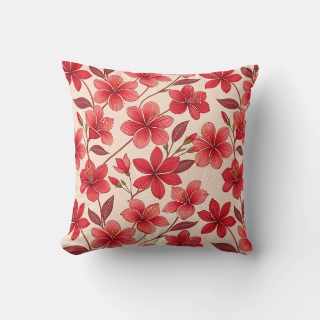 Elegant Ruby Bloom  Throw Pillow (Front)