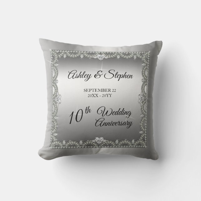 Elegant Ruby | Diamonds 10th Wedding Anniversary Throw Pillow (Front)