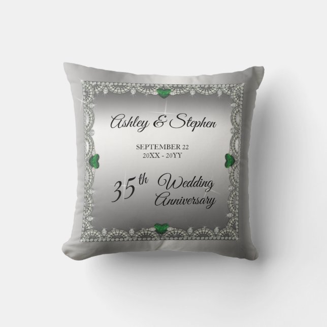 Elegant Ruby | Diamonds 35th Wedding Anniversary Throw Pillow (Front)