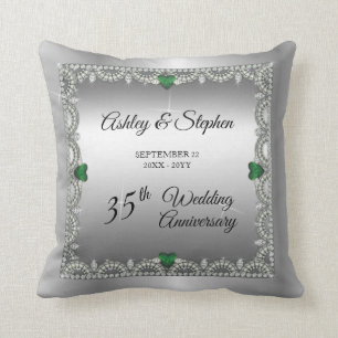 Elegant Ruby Diamonds 35th Wedding Anniversary Throw Pillow