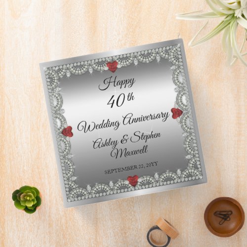 Elegant Ruby  Diamonds 40th Wedding Anniversary 3 Ring Binder